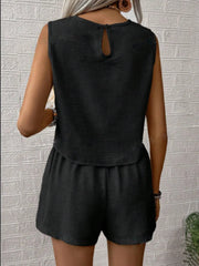 Round Neck Sleeveless Top and Shorts Set - kinko