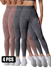 4PACK Sand-washed Seamless Yoga Pants - kinko