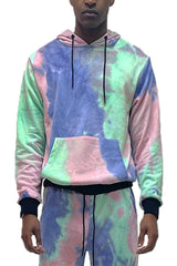 WEIV Men's Full Size Drawstring Cotton Tye Dye Hoodie Plus Size - kinko