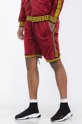 WEIV Men's Full Size Status Print Velour Suede Shorts Plus Size - kinko