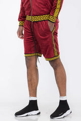 WEIV Men's Full Size Status Print Velour Suede Shorts Plus Size - kinko