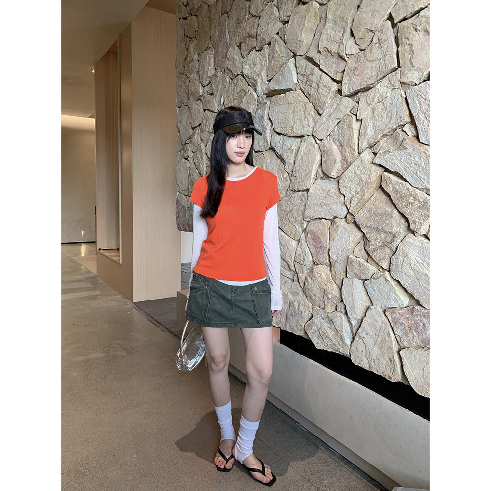 Summer Workwear Low Waist Skirt Women's Pocket Skirt - kinko