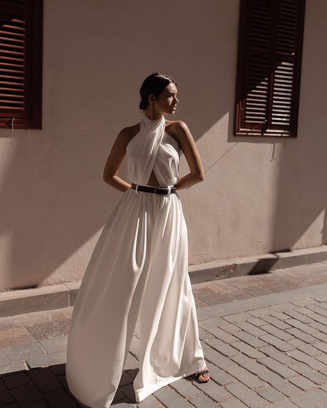 Polyester Women's Sexy Sleeveless Halter Backless Jumpsuit - kinko