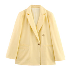 Spring And Autumn Linen Blended Minimalist Blazer - kinko