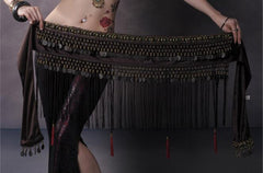 Belly Dance Waist Scarf Performance Tassel Hip Scarf Ethnic Tribe Dance Costume Belly Dance Waist Chain - kinko