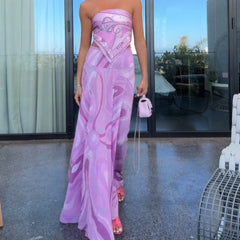 European And American Vacation Style Suit Tube Top Two-piece Long Dress - kinko