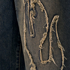 Cropped Patch Flame Embroidery Casual Men's Shorts - kinko