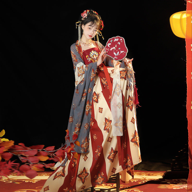 Tang Women's Han Chinese Clothing Recovery Cheko Dress Tang Imperial Concubine Style One-piece Chest Suit - kinko