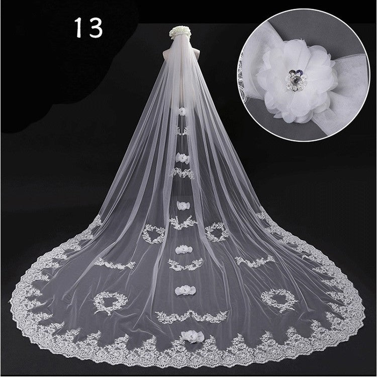 Bridal Wedding Dress Long Tail Luxury Super Fairy Wedding Veil - kinko