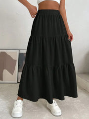 European And American Style Women Summer Bohemian Pleated Layered Long Skirt - kinko