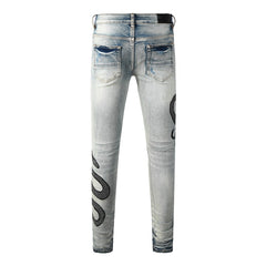Street Fashion Wash Distressed Skinny Jeans - kinko