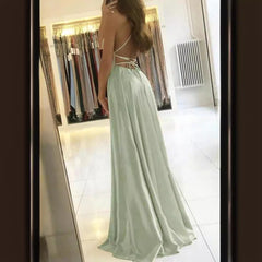 Amazon Long European And American Style Dress Slim Strap Back-to-back Dress High Slit Dance Host Dress - kinko