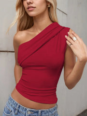 One-Shoulder Tank Top - kinko