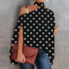Wear Halter Shawl Printed Elegant Short Sleeve Bat Shirt - kinko