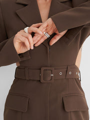 Cutout Open Back Lace-up Blazer - kinko