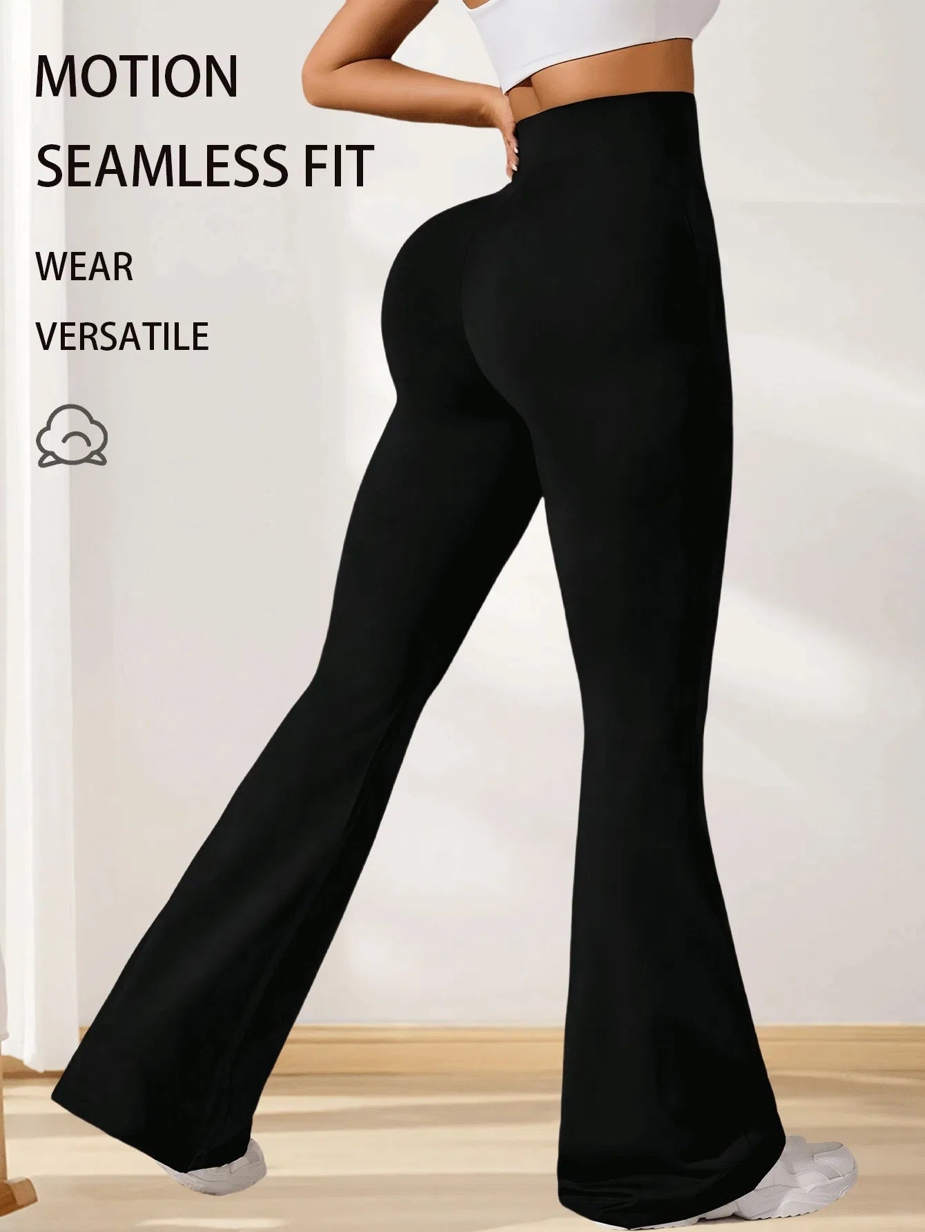 3pcs High-Waisted Flare Sharkskin Leggings Slim Fit, Lightweight & Sculpting Yoga Pants - kinko