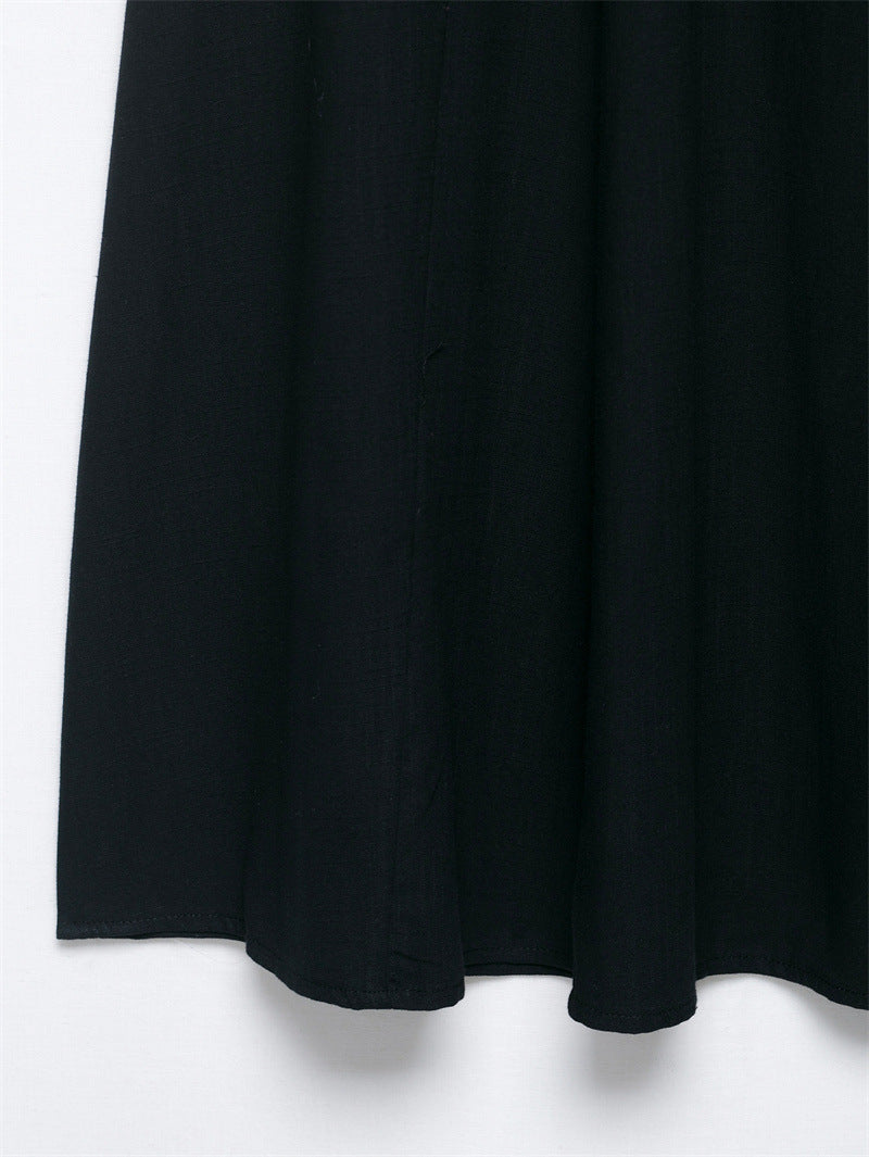 Belt Linen Blend Midi Skirt Skirt - kinko