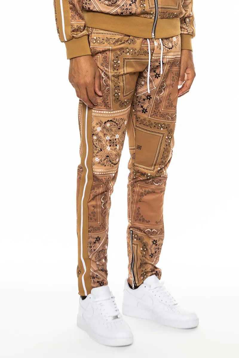 WEIV Men's Full Size Drawstring Paisley Bandana Print Track Pants Plus Size - kinko