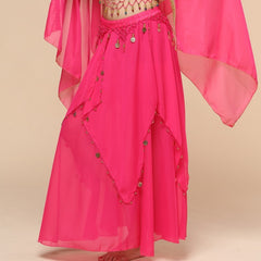 Belly Dance Hanging Coin Skirt Chiffon Big Hem Dress - kinko