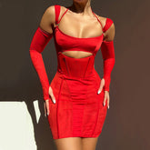 Women's Sling Tight Dress Fashion Backless Mesh See-through Hip Skirt - kinko