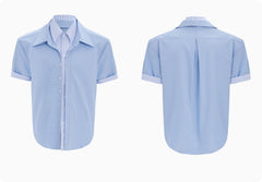 Male Niche Striped Contrasting Patchwork Shirt Top - kinko