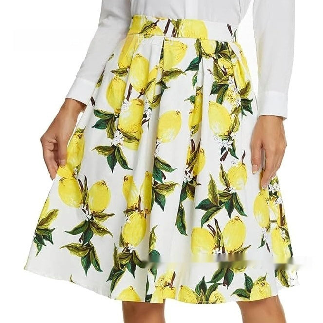 European And American Vintage Printed Floral Skirt - kinko