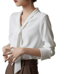 Women's Office Chiffon Commuting Elegant White Shirt - kinko