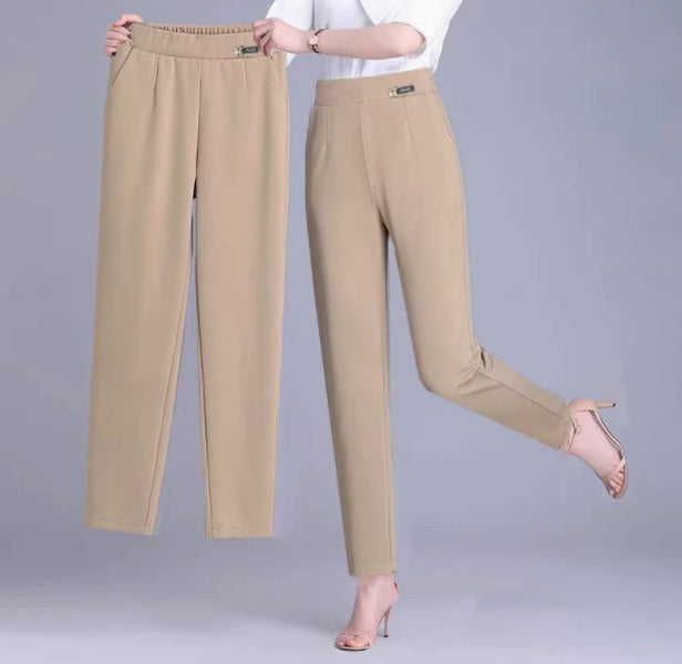 Tight-waisted Thin, Loose Slimming Large-sized 9-inch Harem Pants - kinko