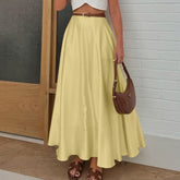 Polyester Satin Draping Yellow Skirt - kinko