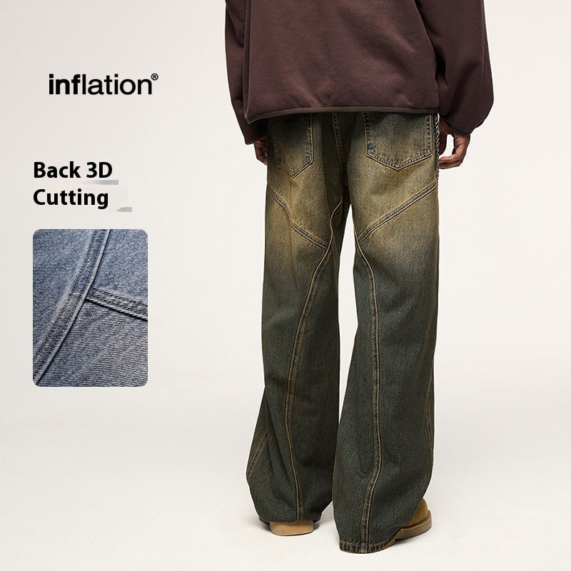 Washed Cut Wide Leg Jeans Men - kinko