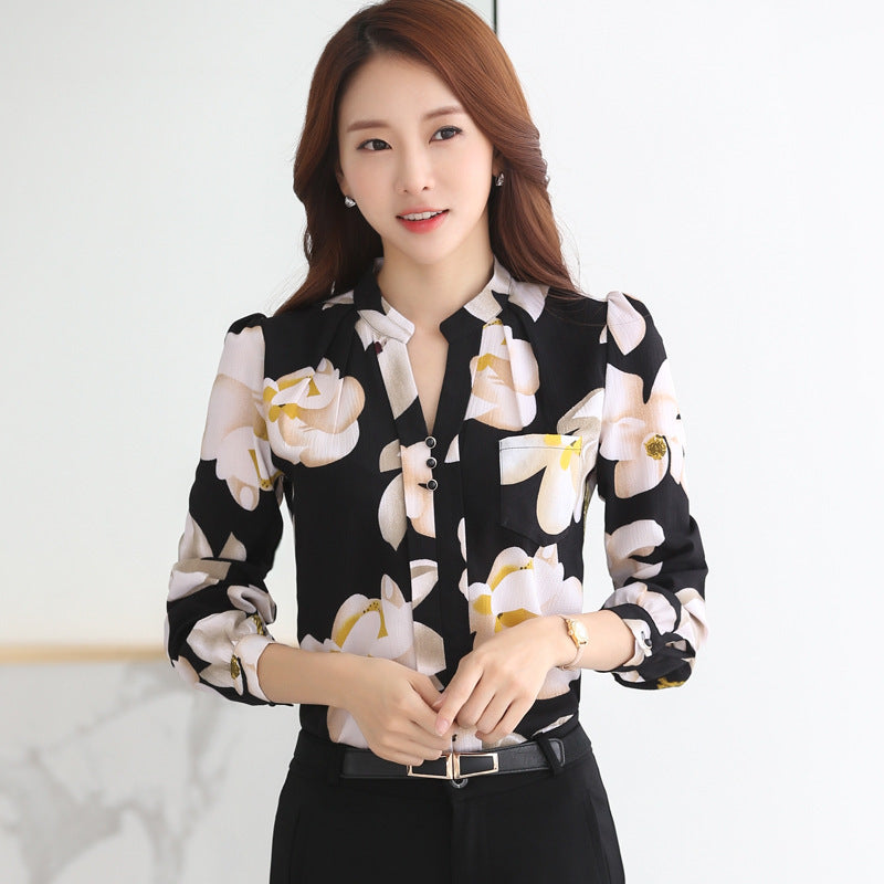 Women's Korean-style Long-sleeved Chiffon Shirt - kinko