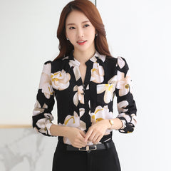 Women's Korean-style Long-sleeved Chiffon Shirt - kinko