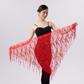 Belly Dance Sequins Tassel Triangle Waist Scarf - kinko
