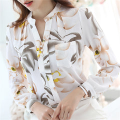 Women's Korean-style Long-sleeved Chiffon Shirt - kinko