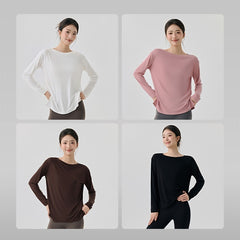 Modal Sports Blouse Women's Long Sleeve Slit On Both Sides Loose Breathable - kinko