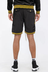 WEIV Men's Full Size Status Print Velour Suede Shorts Plus Size - kinko