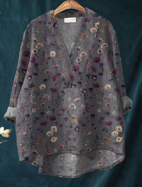 Collarless Long-sleeved Women's Shirt Long Sweater Casual Shirt - kinko