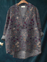 Collarless Long-sleeved Women's Shirt Long Sweater Casual Shirt - kinko