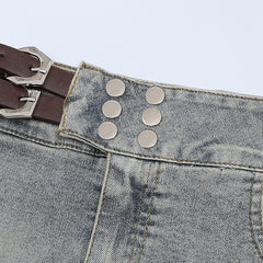 American Retro Girly Simplicity Denim Skirt - kinko