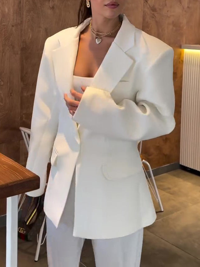 Elegant Solid Color Loose Blazer - kinko