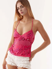 Crisscross Back V-Neck Cami - kinko