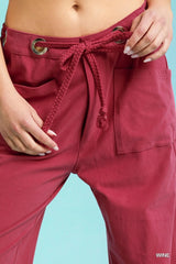 Umgee Drawstring Wide Leg Casual Pants - kinko
