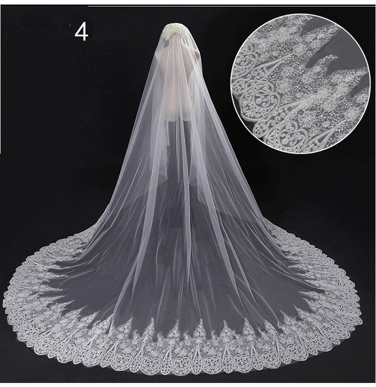 Bridal Wedding Dress Long Tail Luxury Super Fairy Wedding Veil - kinko