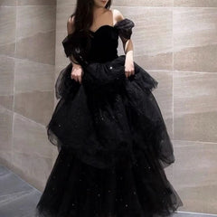 Black Evening Dress Light Luxury Minority French Style Pettiskirt - kinko