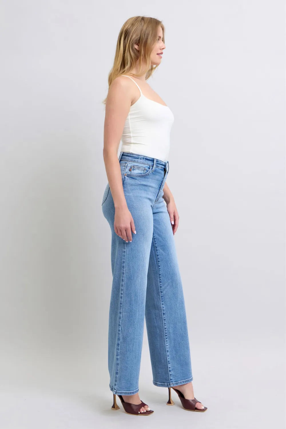 Judy Blue Full Size Wide Leg Jeans with Pockets - kinko