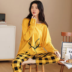 2 Piece Lounge Sets Pajamas Set Women Cute Cartoon Print Sleepwear