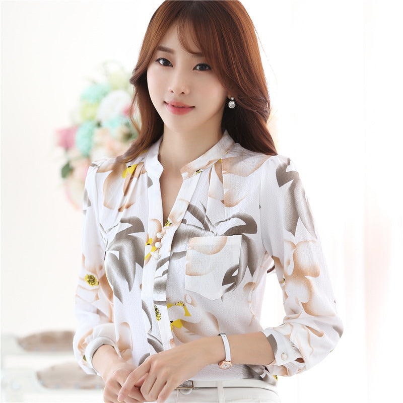 Women's Korean-style Long-sleeved Chiffon Shirt - kinko