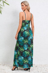 Printed Surplice Maxi Cami Dress - kinko