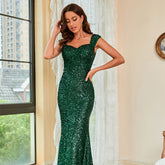 Green Suspenders Mid Waist Party Evening Dress - kinko