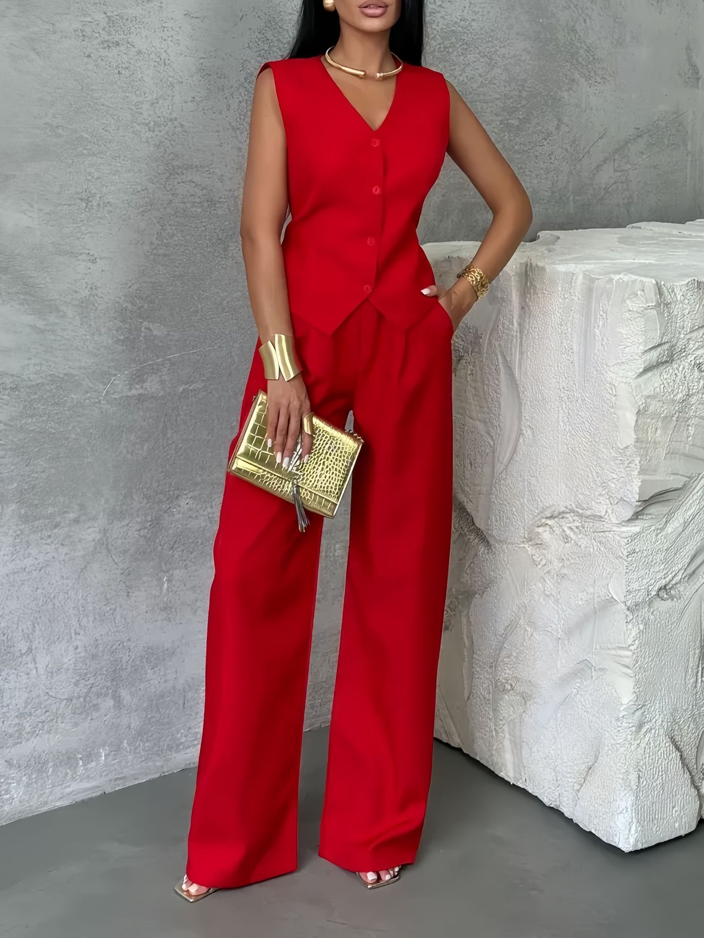 Women's Outer Wear Spring And Summer Vest Pants Two-piece Set - kinko